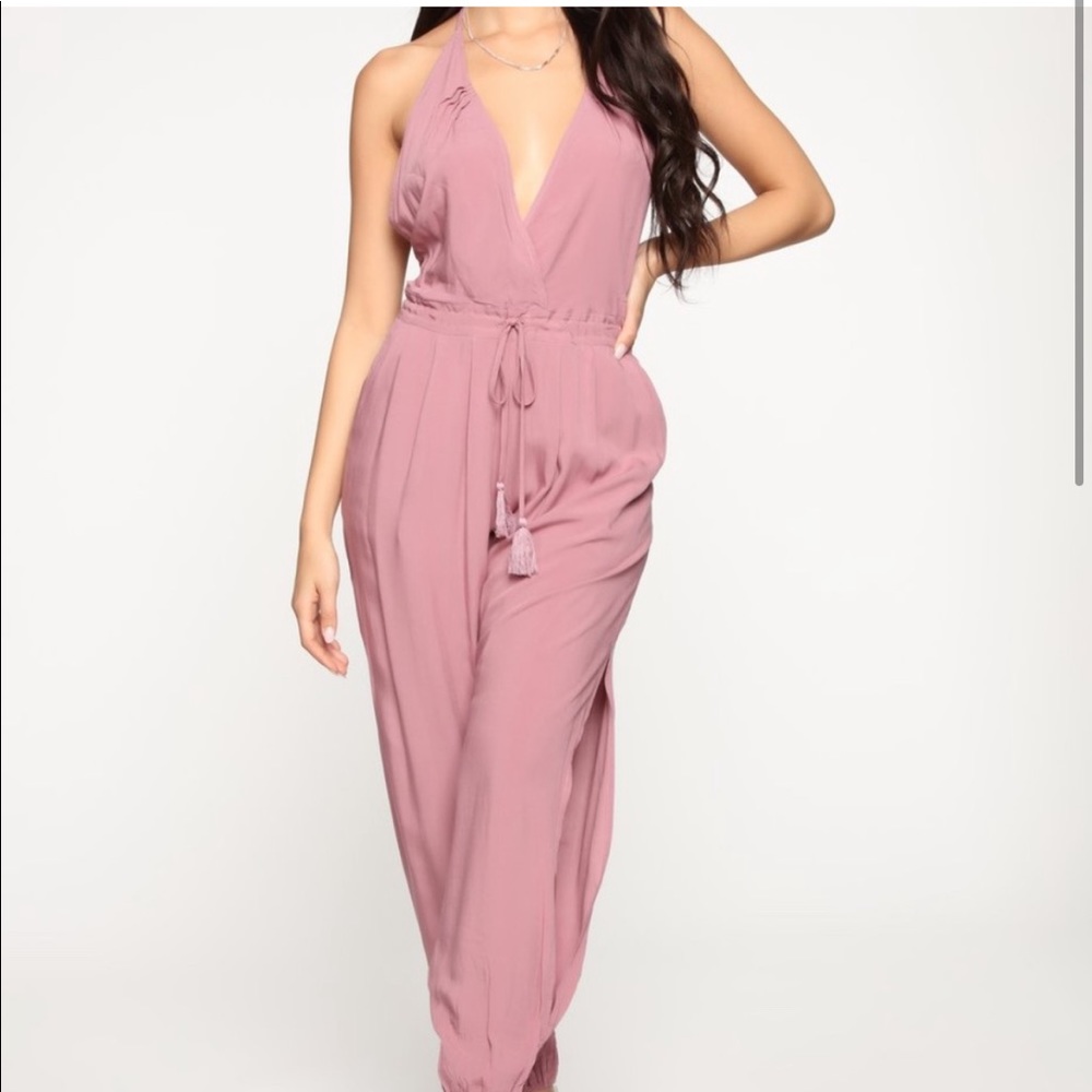 Fashion Nova Mauve Halter Jumpsuit